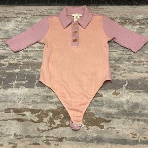 LoveShackFancy sweater bodysuit with pearl buttons. Size small.